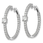 14k White Gold 3 1/8 carat Lab Grown Diamond VS+ F+ Complete Hinged In and Out Hoop Earrings