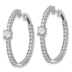 14k White Gold 3 1/8 carat Lab Grown Diamond VS+ F+ Complete Hinged In and Out Hoop Earrings
