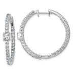 14k White Gold 3 1/8 carat Lab Grown Diamond VS+ F+ Complete Hinged In and Out Hoop Earrings