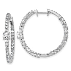 14k White Gold 3 1/8 carat Lab Grown Diamond VS+ F+ Complete Hinged In and Out Hoop Earrings
