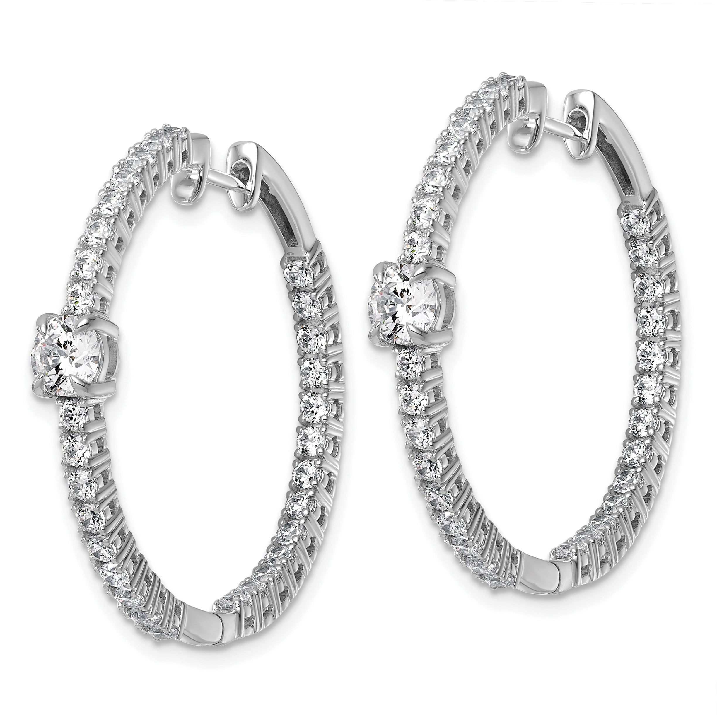 14k White Gold 3 carat Lab Grown Diamond VS+ F+ Complete Hinged In and Out Hoop Earrings