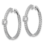 14k White Gold 3 carat Lab Grown Diamond VS+ F+ Complete Hinged In and Out Hoop Earrings