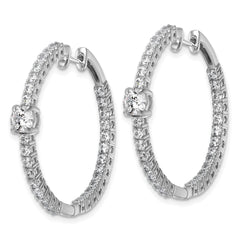 14k White Gold 3 carat Lab Grown Diamond VS+ F+ Complete Hinged In and Out Hoop Earrings