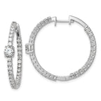 14k White Gold 3 carat Lab Grown Diamond VS+ F+ Complete Hinged In and Out Hoop Earrings