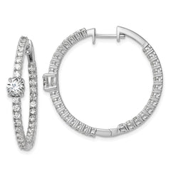 14k White Gold 3 carat Lab Grown Diamond VS+ F+ Complete Hinged In and Out Hoop Earrings