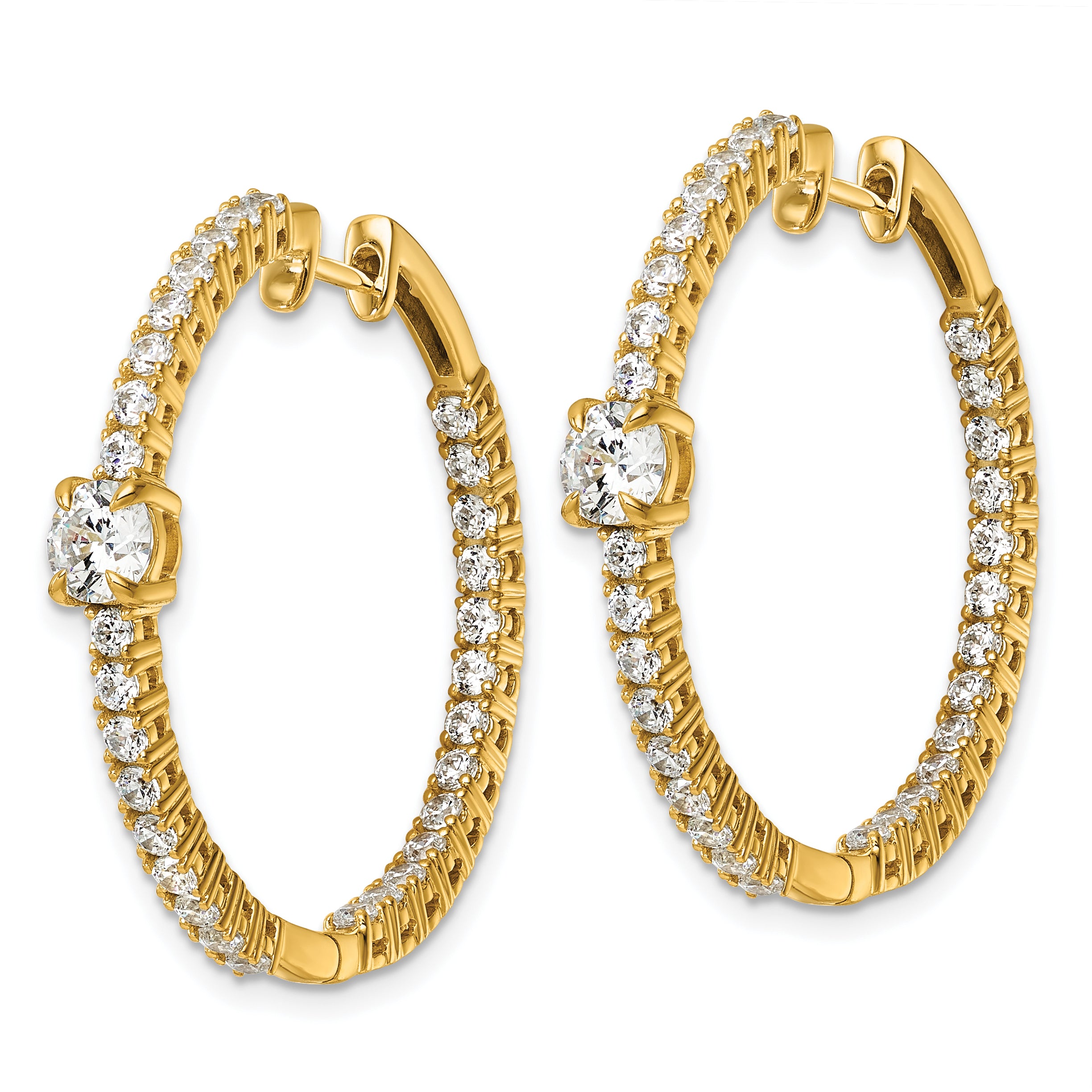 14k 3 carat Lab Grown Diamond VS+ F+ Complete Hinged In and Out Hoop Earrings