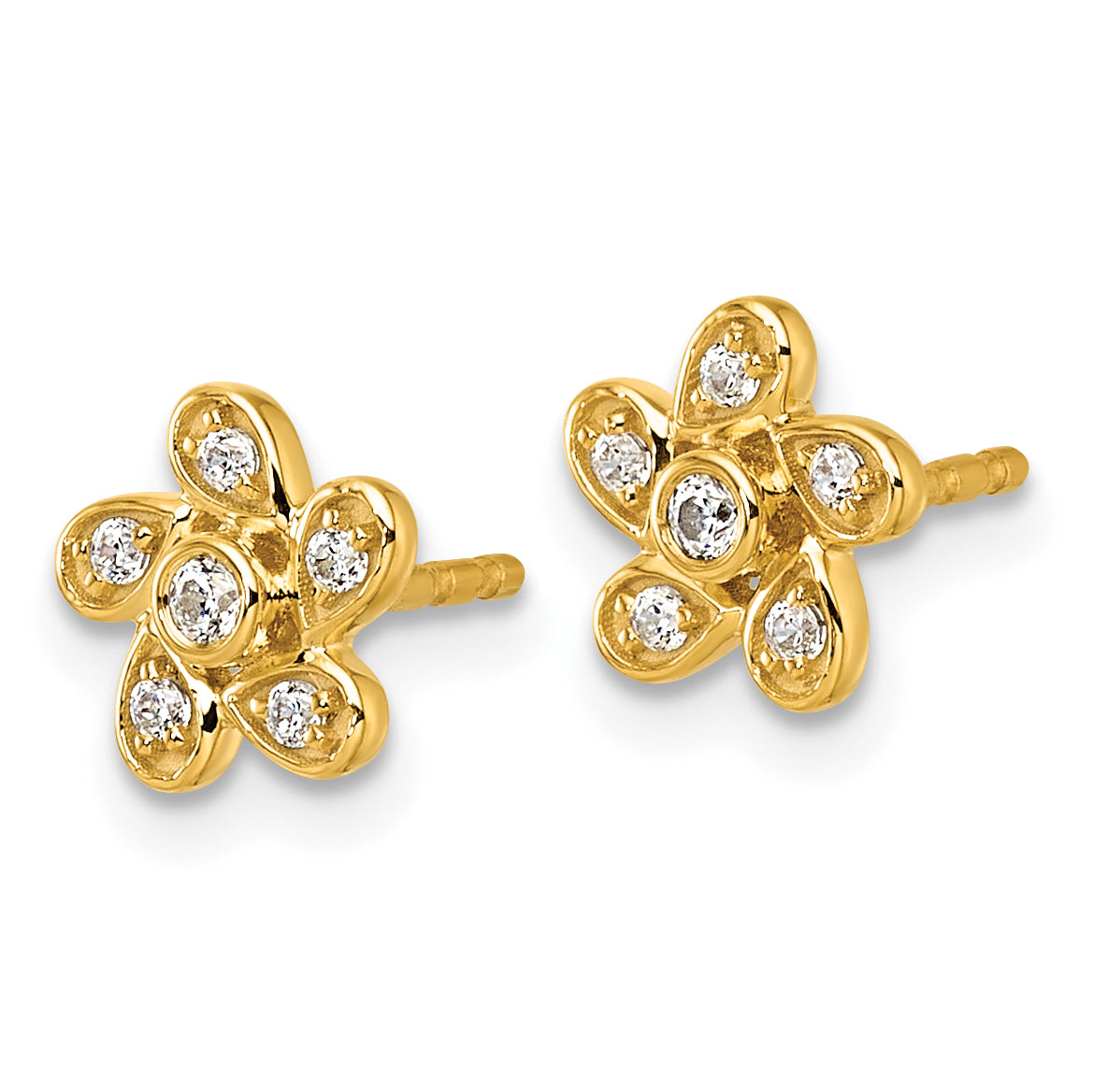 14k 1/8 carat Lab Grown Diamond VS+ F+ Complete Flower Post Earrings Secondary image