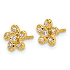 14k 1/8 carat Lab Grown Diamond VS+ F+ Complete Flower Post Earrings