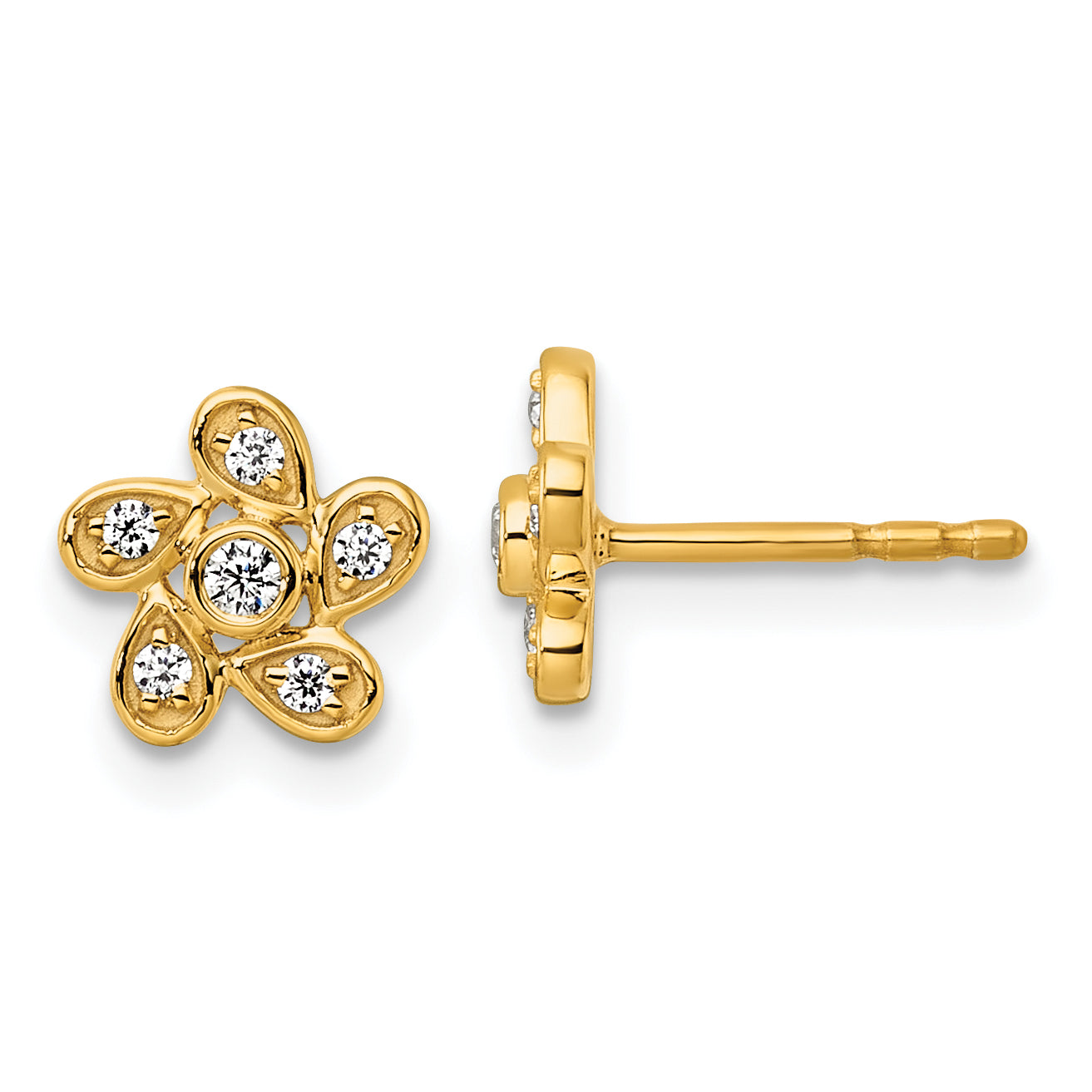 14k 1/8 carat Lab Grown Diamond VS+ F+ Complete Flower Post Earrings Main image