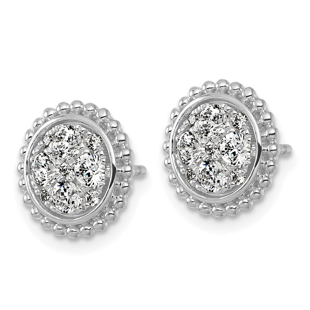 14k White Gold 3/4 carat Lab Grown Diamond VS+F+ Complete Cluster Post Earrings