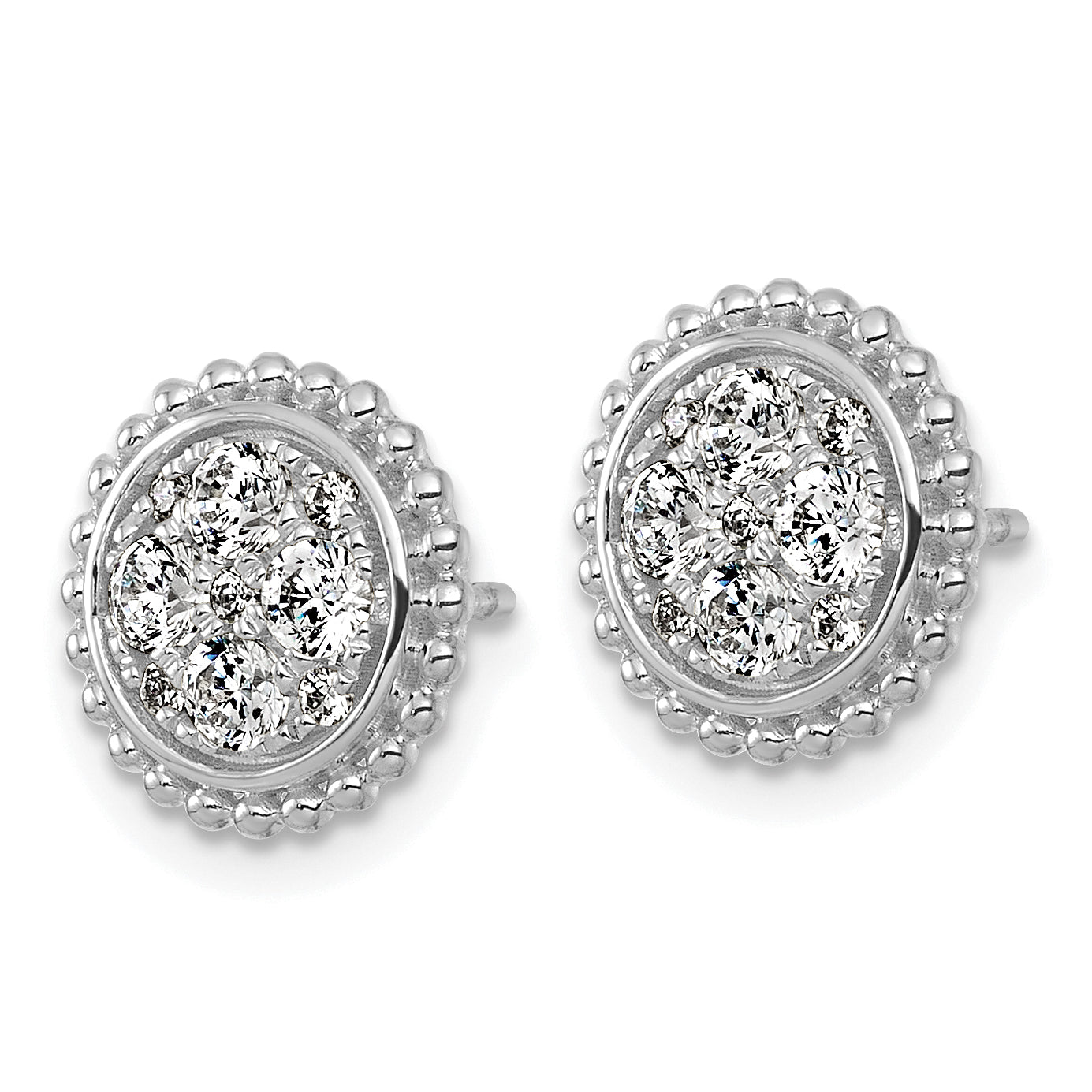 14k White Gold 3/4 carat Lab Grown Diamond VS+F+ Complete Cluster Post Earrings