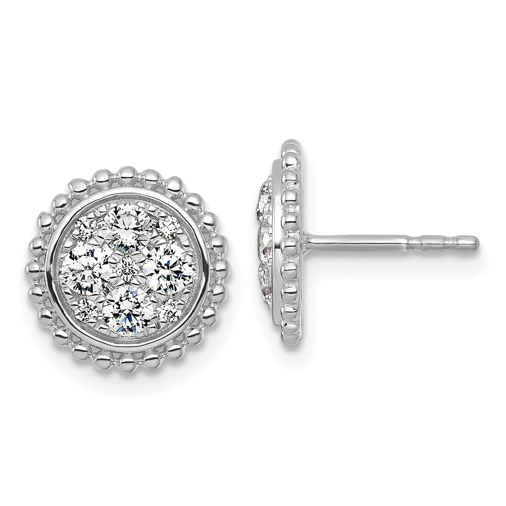 14k White Gold 3/4 carat Lab Grown Diamond VS+F+ Complete Cluster Post Earrings