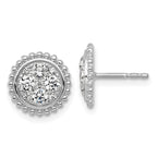 14k White Gold 3/4 carat Lab Grown Diamond VS+F+ Complete Cluster Post Earrings