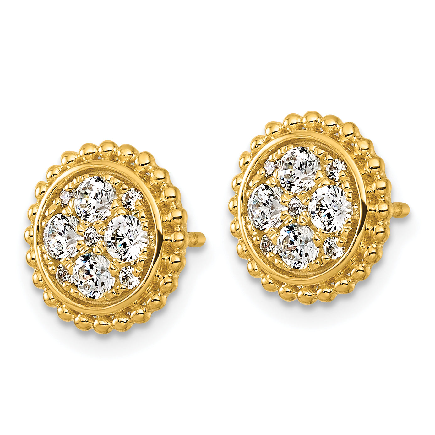 14k 3/4 carat Lab Grown Diamond VS+F+ Complete Cluster Post Earrings Secondary image
