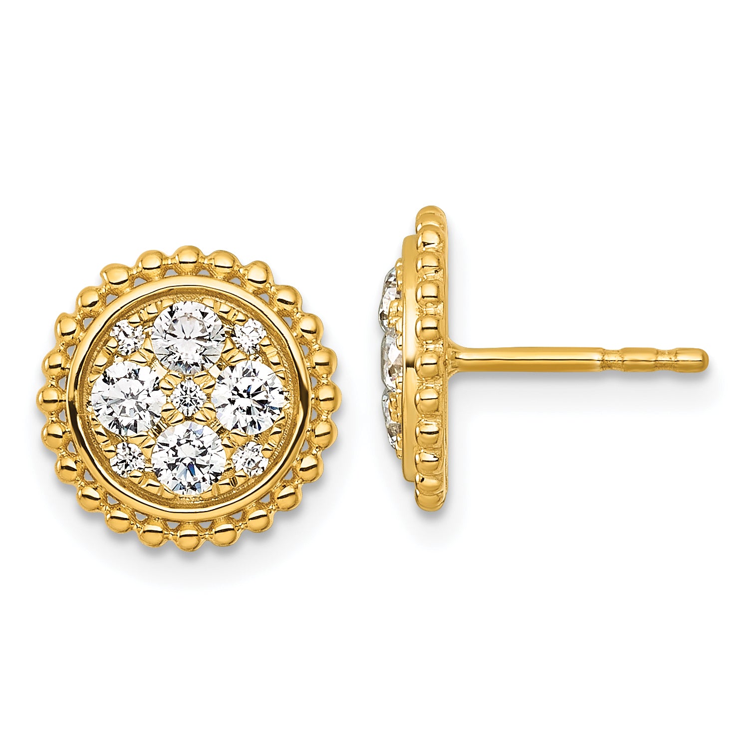 14k 3/4 carat Lab Grown Diamond VS+F+ Complete Cluster Post Earrings Main image
