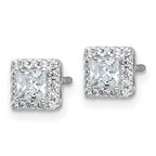 14k White Gold 5/8 carat Lab Grown Diamond VS+ F+ Complete Princess Halo Post Earrings