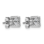 14k White Gold 5/8 carat Lab Grown Diamond VS+ F+ Complete Princess Halo Post Earrings