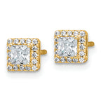 14k 5/8 carat Lab Grown Diamond VS+ F+ Complete Princess Halo Post Earrings