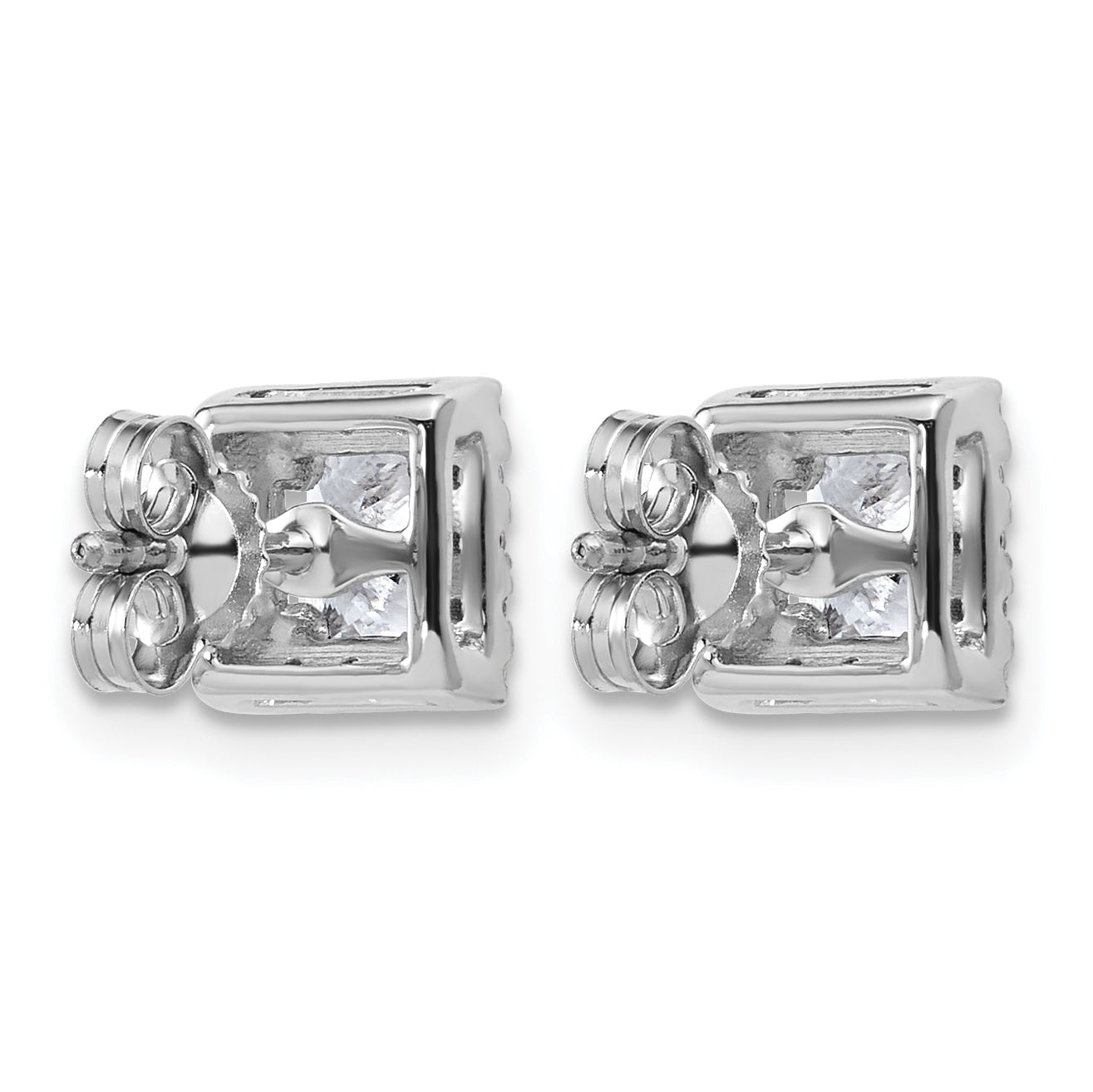 14k White Gold 1 1/3 carat Lab Grown Diamond VS+ F+ Complete Princess Halo Post Earrings