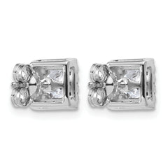 14k White Gold 1 1/3 carat Lab Grown Diamond VS+ F+ Complete Princess Halo Post Earrings