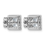 14k White Gold 2 1/2 carat Lab Grown Diamond VS+ F+ Complete Princess Halo Post Earrings
