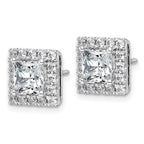 14k White Gold 3 7/8 carat Lab Grown Diamond VS+ F+ Complete Princess Halo Post Earrings