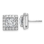 14k White Gold 3 7/8 carat Lab Grown Diamond VS+ F+ Complete Princess Halo Post Earrings