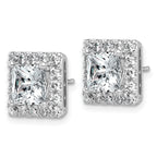 14k White Gold 5 carat Lab Grown Diamond VS+ F+ Complete Princess Halo Post Earrings