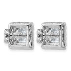 14k White Gold 5 carat Lab Grown Diamond VS+ F+ Complete Princess Halo Post Earrings