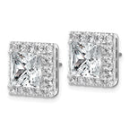 14k White Gold 7 5/8 carat Lab Grown Diamond VS+ F+ Complete Princess Halo Post Earrings
