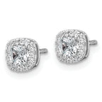 14k White Gold 5/8 carat Lab Grown Diamond VS+ F+ Complete Cushion Halo Post Earrings