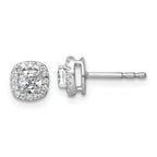 14k White Gold 5/8 carat Lab Grown Diamond VS+ F+ Complete Cushion Halo Post Earrings