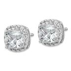 14k White Gold 2 1/3 carat Lab Grown Diamond VS+ F+ Complete Cushion Halo Post Earrings