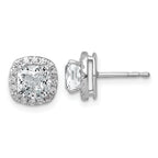 14k White Gold 2 1/3 carat Lab Grown Diamond VS+ F+ Complete Cushion Halo Post Earrings