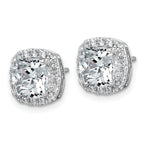 14k White Gold 3 5/8 carat Lab Grown Diamond VS+ F+ Complete Cushion Halo Post Earrings