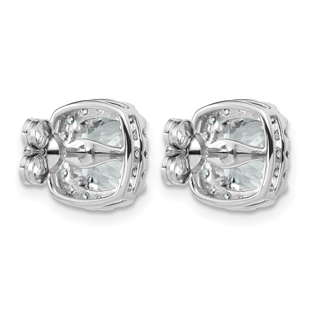 14k White Gold 3 5/8 carat Lab Grown Diamond VS+ F+ Complete Cushion Halo Post Earrings