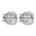 14k White Gold 3 5/8 carat Lab Grown Diamond VS+ F+ Complete Cushion Halo Post Earrings