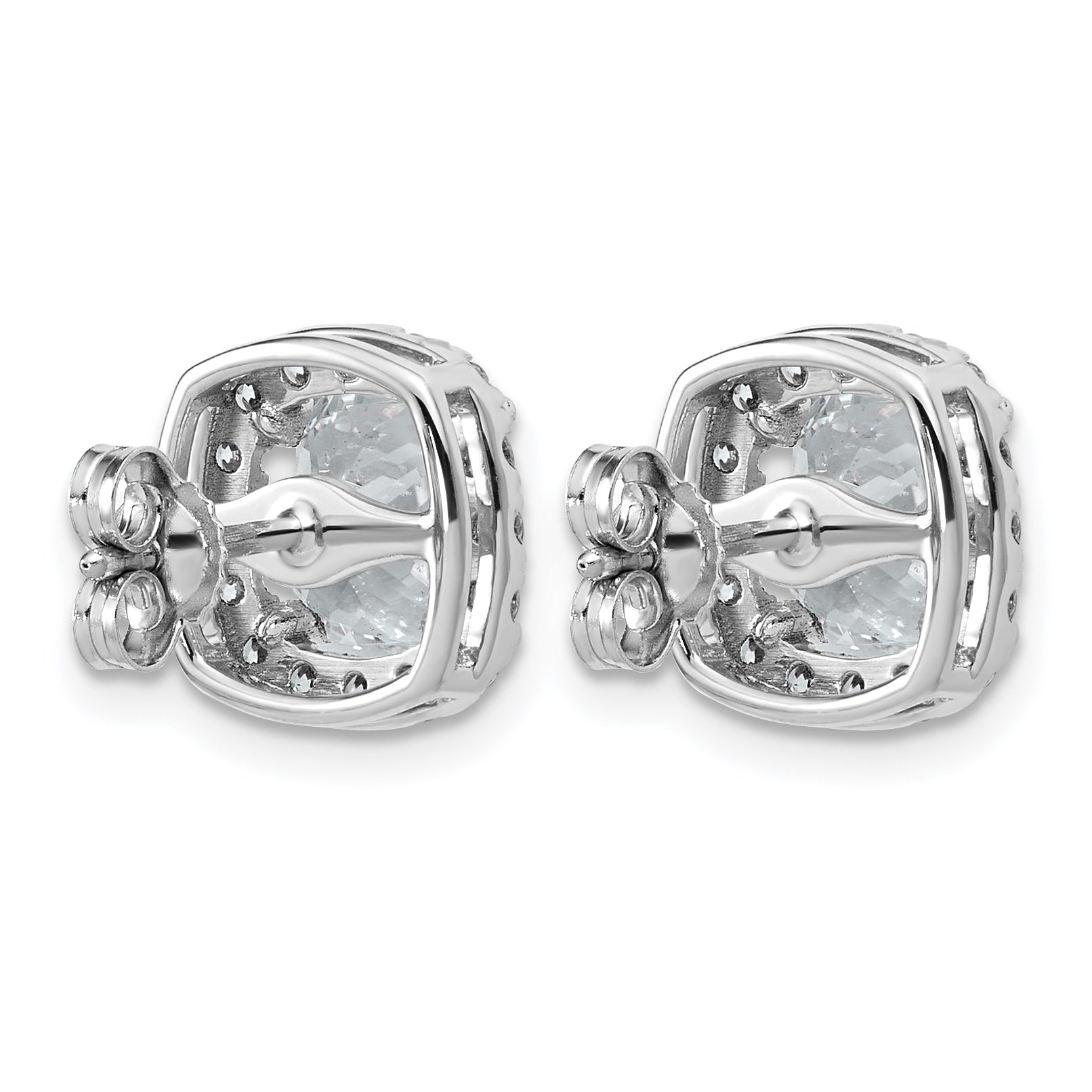 14k White Gold 4 5/8 carat Lab Grown Diamond VS+ F+ Complete Cushion Halo Post Earrings