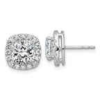 14k White Gold 4 5/8 carat Lab Grown Diamond VS+ F+ Complete Cushion Halo Post Earrings