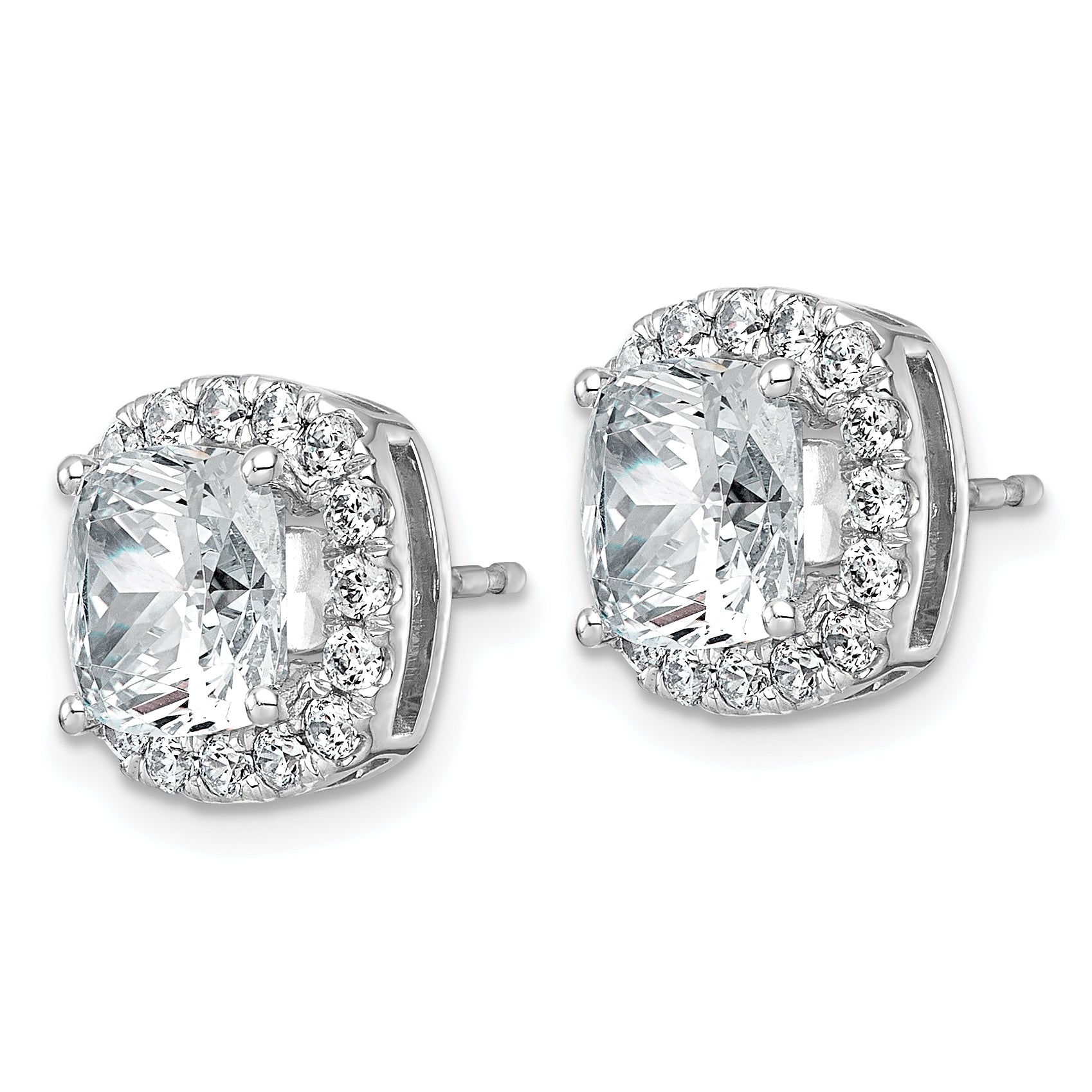 14k White Gold 5 7/8 carat Lab Grown Diamond VS+ F+ Complete Cushion Halo Post Earrings Secondary image