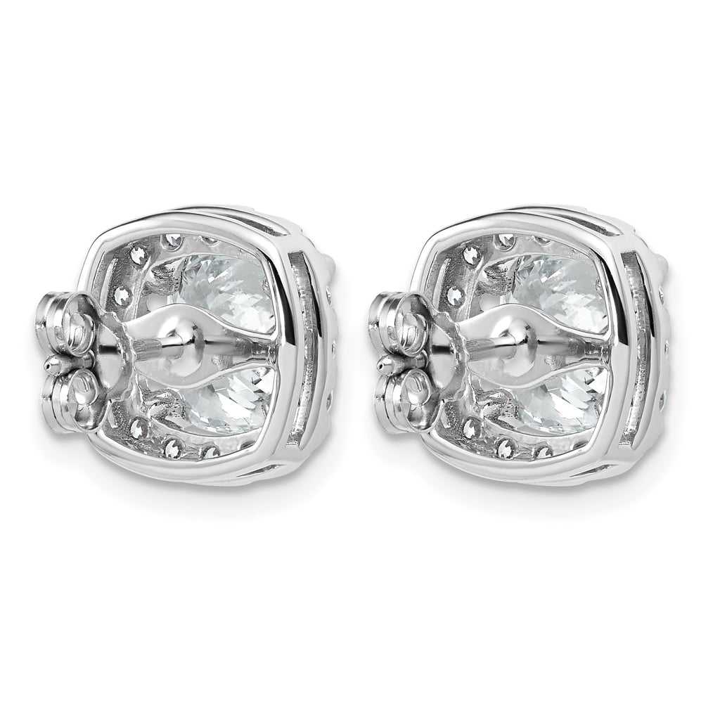 14k White Gold 5 7/8 carat Lab Grown Diamond VS+ F+ Complete Cushion Halo Post Earrings