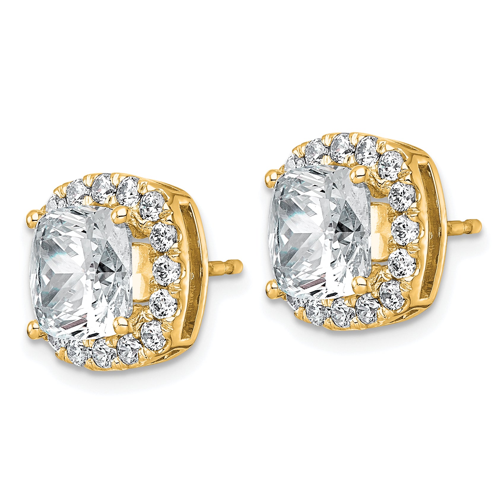 14k 5 7/8 carat Lab Grown Diamond VS+ F+ Complete Cushion Halo Post Earrings Secondary image
