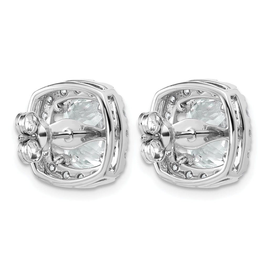 14k White Gold 7 carat Lab Grown Diamond VS+ F+ Complete Cushion Halo Post Earrings