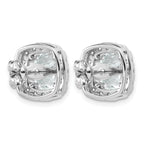 14k White Gold 7 carat Lab Grown Diamond VS+ F+ Complete Cushion Halo Post Earrings