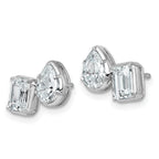 14k White Gold 2 carat Lab Grown Diamond VS+ F+ Complete Emerald and Pear Two Stone Post Earrings