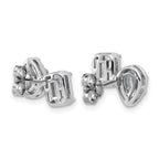 14k White Gold 2 carat Lab Grown Diamond VS+ F+ Complete Emerald and Pear Two Stone Post Earrings