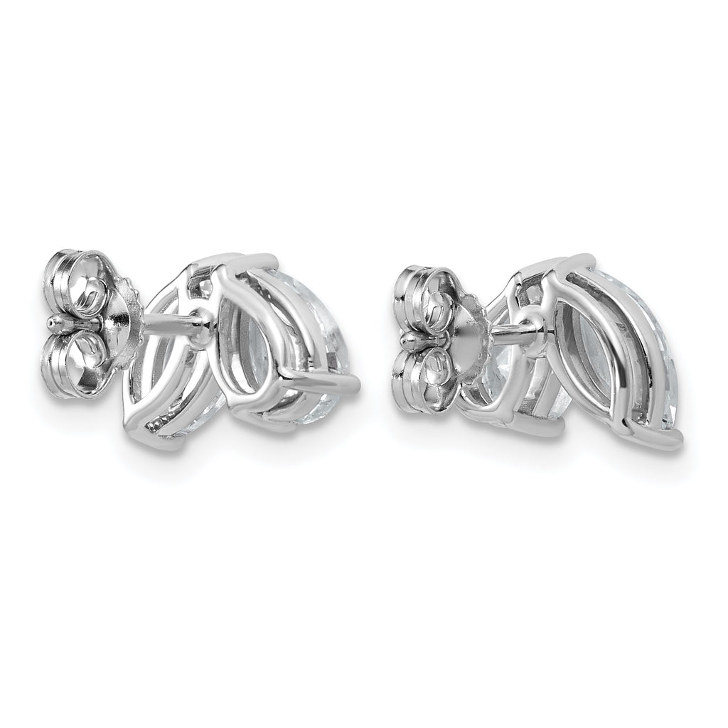 14k White Gold 2 carat Lab Grown Diamond VS+ F+ Complete Marquise and Pear Two Stone Post Earrings