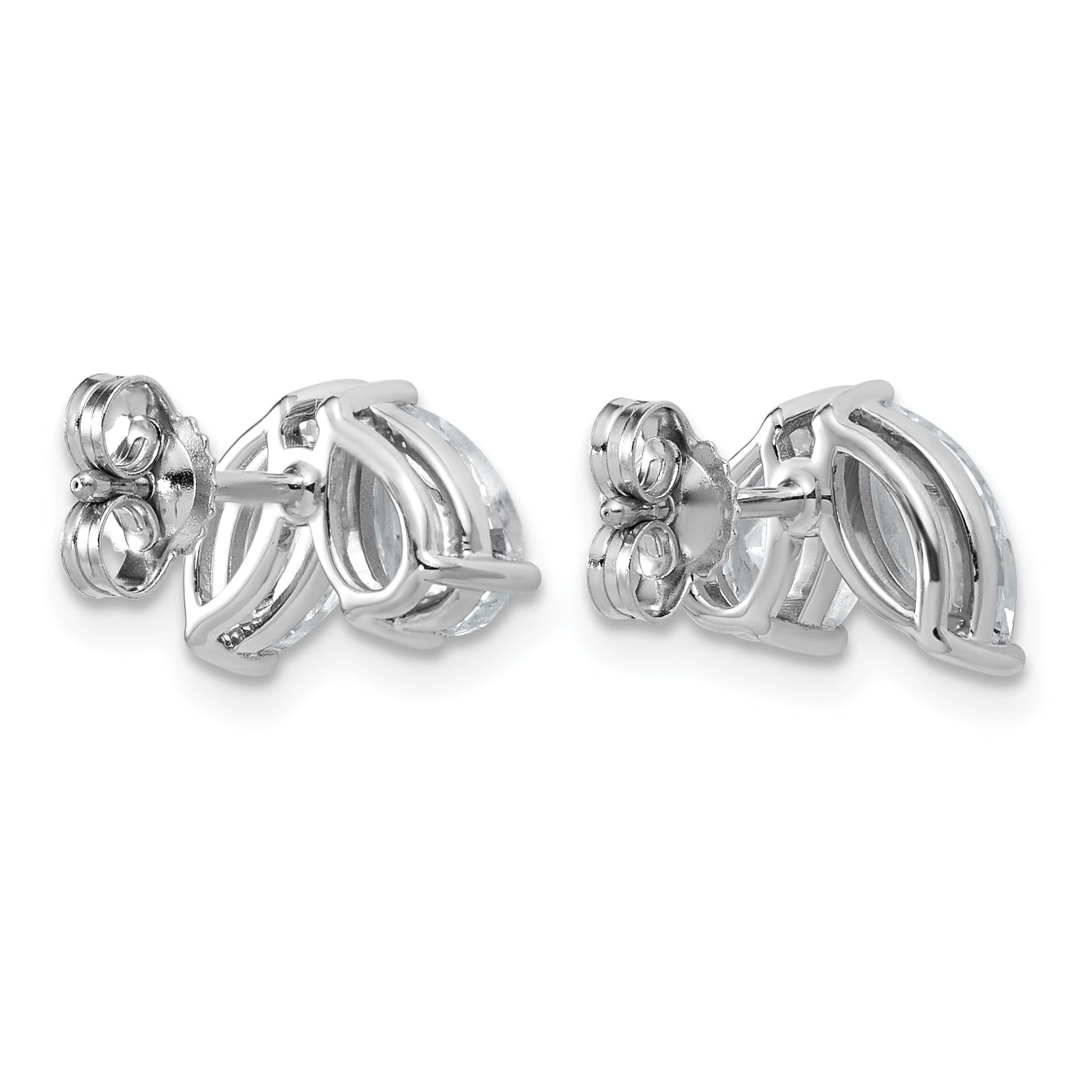 14k White Gold 2 carat Lab Grown Diamond VS+ F+ Complete Marquise and Pear Two Stone Post Earrings