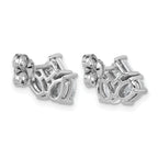 14k White Gold 2 carat Lab Grown Diamond VS+ F+ Complete Princess Round and Pear Three Stone Post Earrings