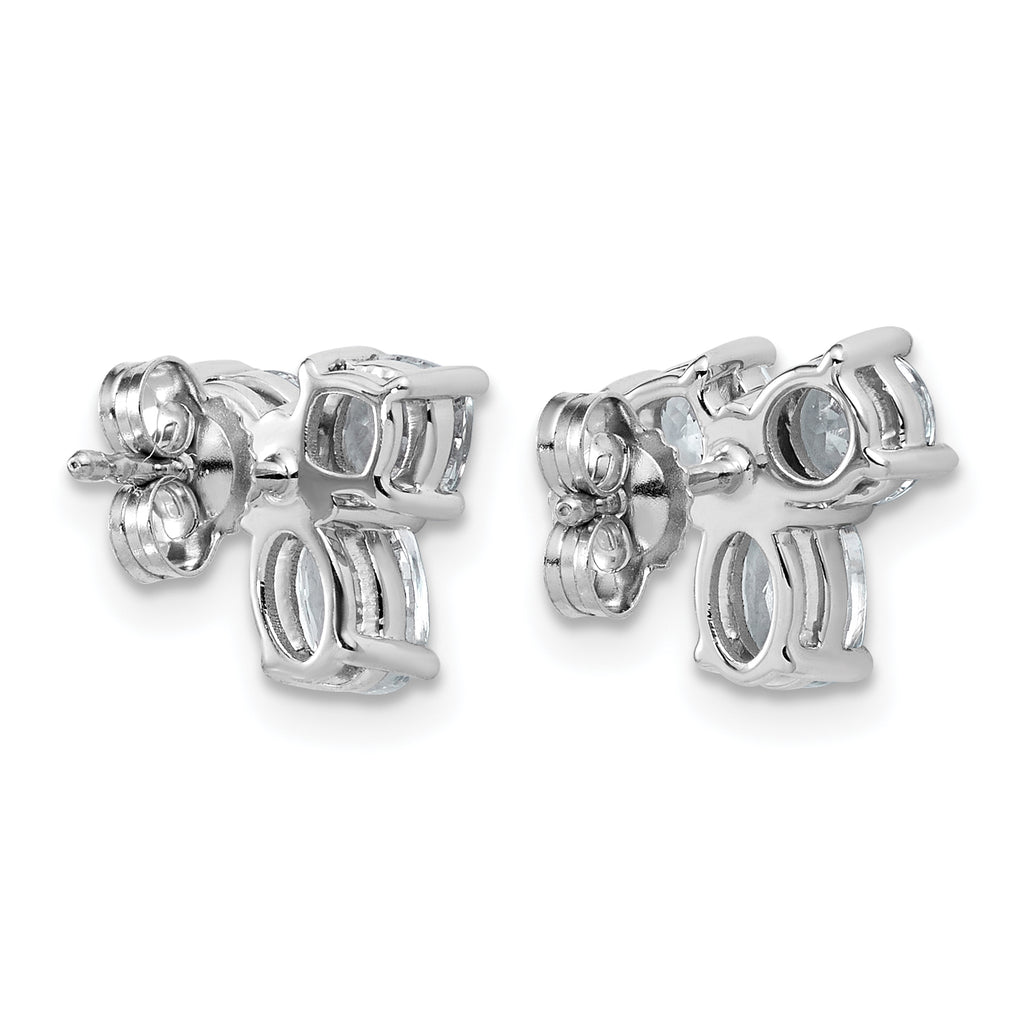 14k White Gold 1 7/8 carat Lab Grown Diamond VS+ F+ Complete Cushion Round and Oval Three Stone Post Earrings